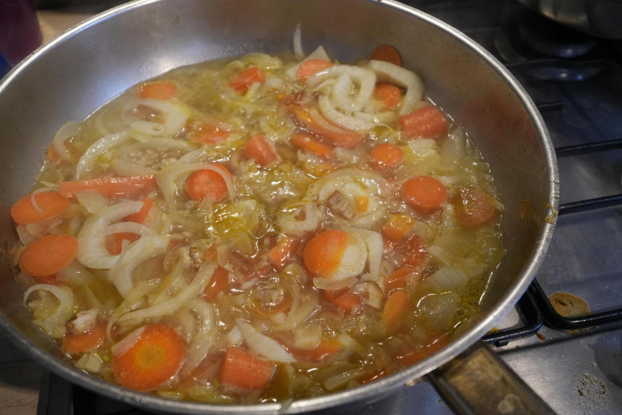 update of the pan and state of the vegetables