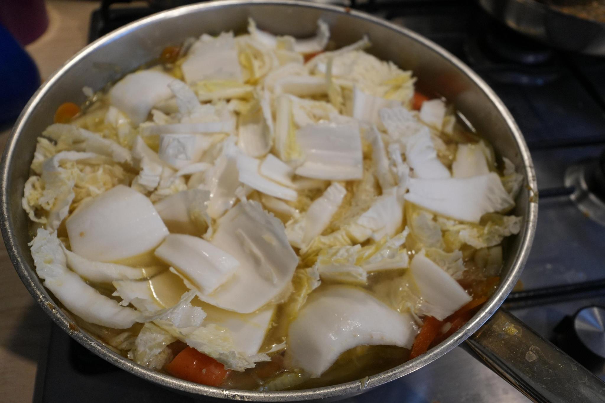 chinese cabbage in the pan