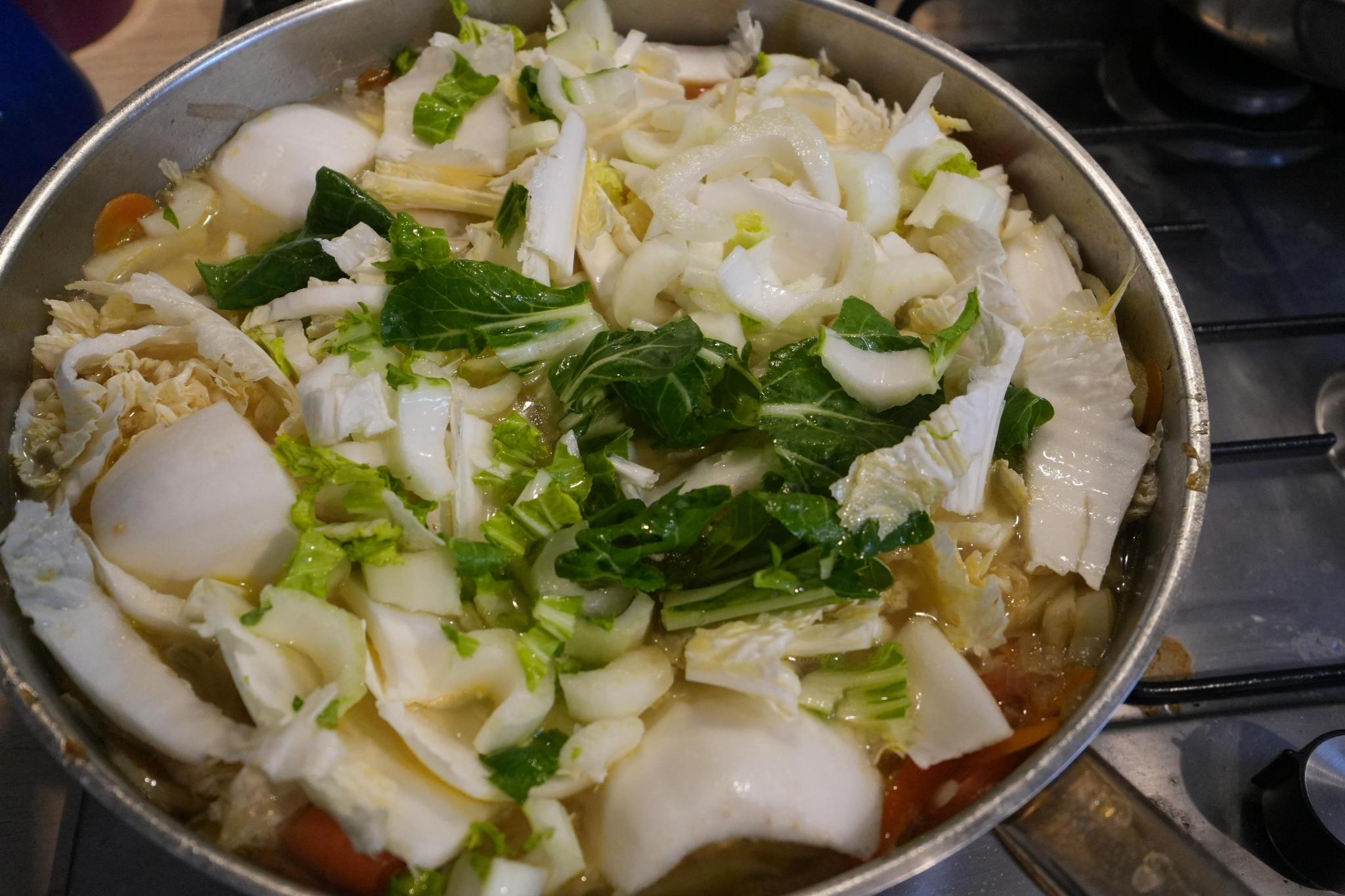pak choi in the pan