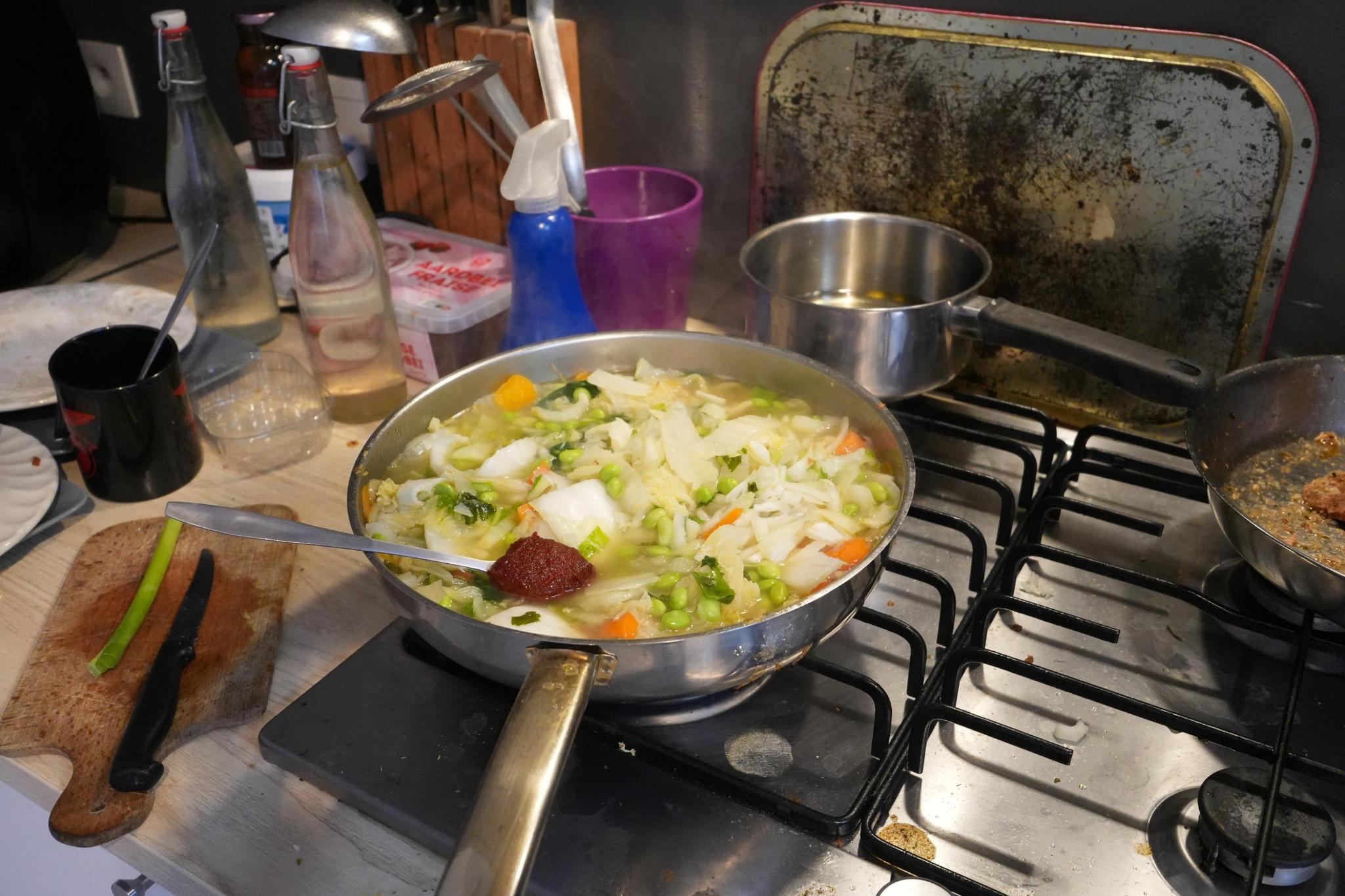 close up on the state of the pan