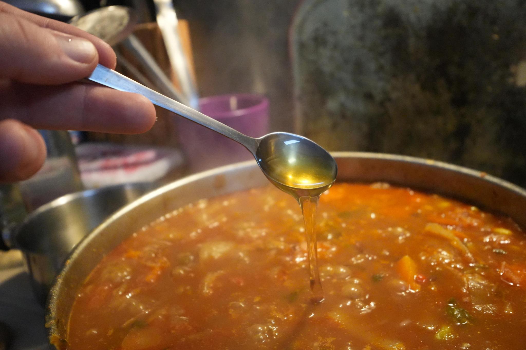 honey dripping into the stew